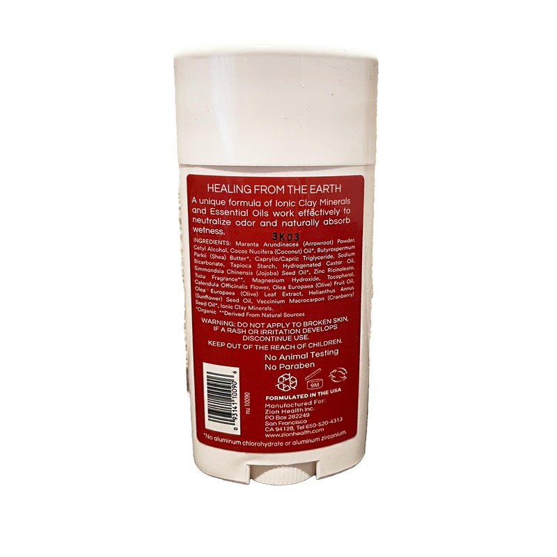 Zion Health Zionhealth Clay Deodorant Original Extra Strength Protection, Bold,