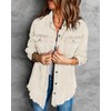 Vetinee Women's Oversized Boyfriend Cannoli Cream Front Button Up Frayed