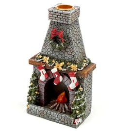 Puckator Christmas Fireplace Backflow Incense Burner - Home Zen Meditation Decor Accessories - Incense Waterfall Cone Burner - Spiritual Feng Shui Gothic Goth Relaxation Gifts Gift - Desk Ornaments