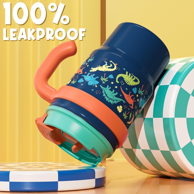 Fimibuke Kids Insulated Tumbler with Handle & Straw - 16oz