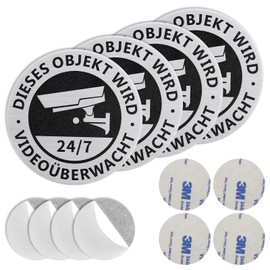 Eniyou 4pcs Sign Video Surveillance Private Basic Sign Warning Video Surveillance Sticker Sign Camera Surveillance Sticker Video Surveillance with 4pcs Replacement Double-Sided Tape