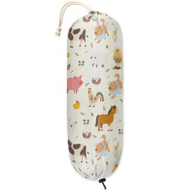 Funny Animals Plastic Bag Holder Grocery Storage Organizer Dispenser Shopping Bags Washable Wall Mount Trash Bag for Home Kitchen Decor Camper 22x9 IN