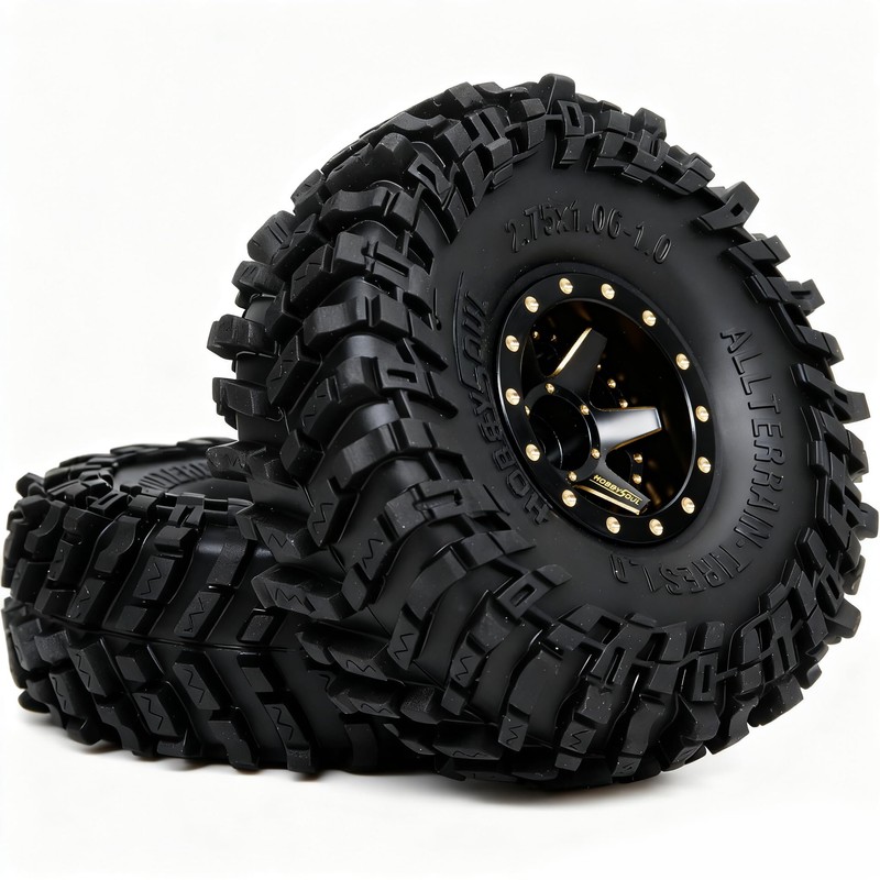 HOBBYSOUL Brass RC 1.0 wheels and tires 70mm Tall, Soft