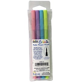 Uchida, ColorIn, Brush Tip Marker Set, Pastel Colors, 5" x 1", 4 Piece