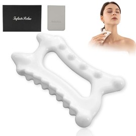 InfiniteRelax Ceramic Gua Sha Massage Tool, Advanced Face&Body Gua Sha Tools Skin Care for Women Men, Korean GuaSha Facial Tools (Dual Row of Massage)