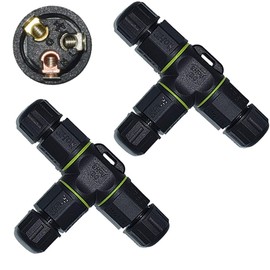 Temeloko 3 Way Junction Box IP68 2Pin/3Pin/4Pin Waterproof Electrical Junction Box for Ø 4.5mm-10mm Cable Range (AC 500V, 25A) 2 Pack (2Pin) (M20-3T3X)