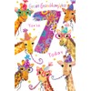 Great Granddaughter 7th Birthday Card Age 7 Giraffes 9" x