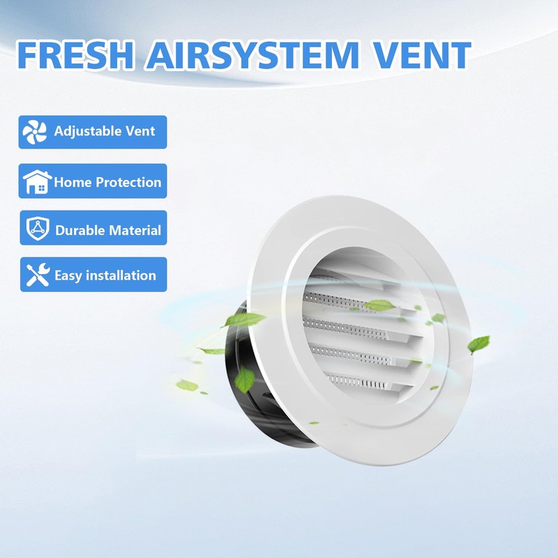 2 Pack 4 Inch ABS Soffit Exhaust Vent with Built-in