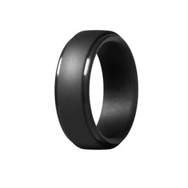 MUSSIN Silicone Wedding Rings for Men Comfort Fit Men's Wedding Band Step Edge Sleek Design Rubber Engagement Bands