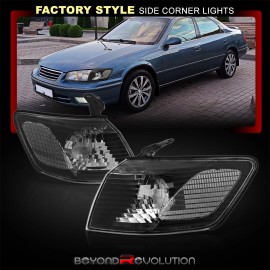 Beyond Revolution For 2000-2001 Toyota Camry Black Side Corner Lamps Clear Turn Signal Park Lights