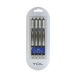 Tul Retractable Gel Pens 0.5mm Needle Point, Blue 4/pk