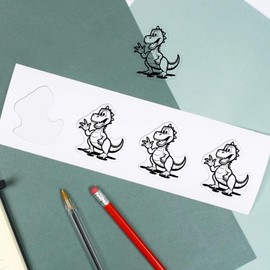 4 x Small 50mm 'Goofy Dinosaur' Transparent/Clear Sticker Decals for Windows/Cars/Walls (DC00125748)