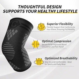 CAMBIVO- Conjunto de coderas, 2 coderas y 1 codera para epicondilitis (codo de tenista y golfista) para hombres y mujeres. Correa ajustable para codo 
