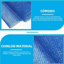 3 Piezas Esponja Baño Africana, Esponja de Baño de Red Larga, Gran Elasticidad y Facilidad para Eliminar la Suciedad y Las Impurezas, Limpia la Piel para Uso Diario(Azul & Negro & Marrón)