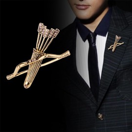 Vintage Bow and Arrow Brooch Pin Set, 2pcs Zinc Alloy Lapel Pins for Men, Assorted Colors, Ideal for Suit, Shirt, Hat, Wedding, Party Decor