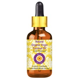 Deve Herbes Organic Natural Virgin Coconut Oil (Cocos nucifera) with Glass Dropper Cold Pressed 30ml (1 oz)
