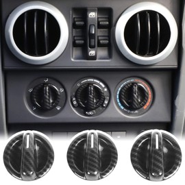 3PCS Car Interior Air Conditioning Switch Knob Cover Trim for Jeep Wrangler JK JKU 2007-2010 (Carbon Fiber Pattern)