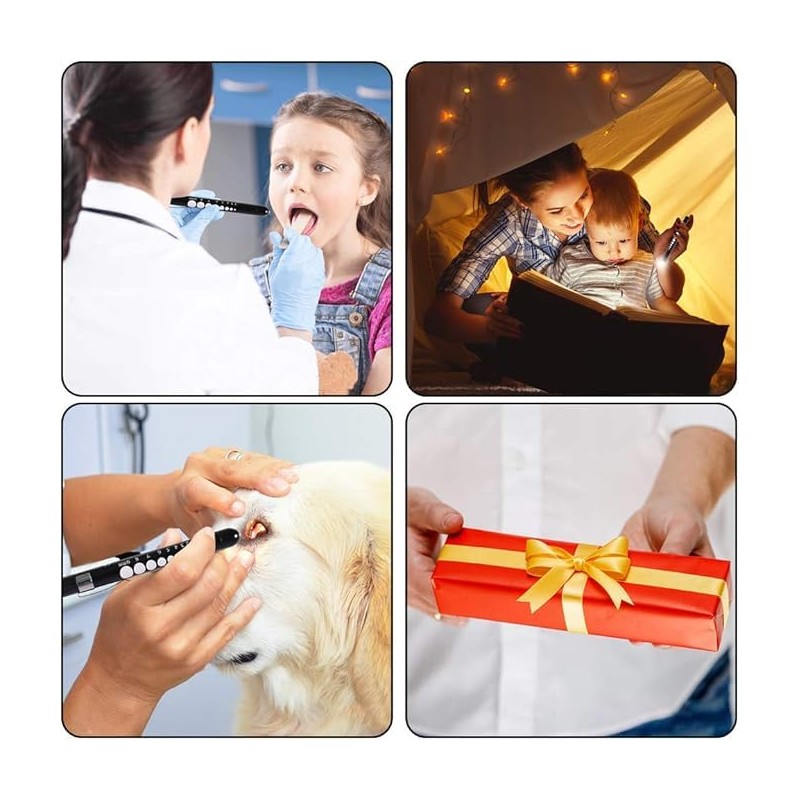 2 PCS Mini Pen Torch Light with Pupil Gauge Ruler