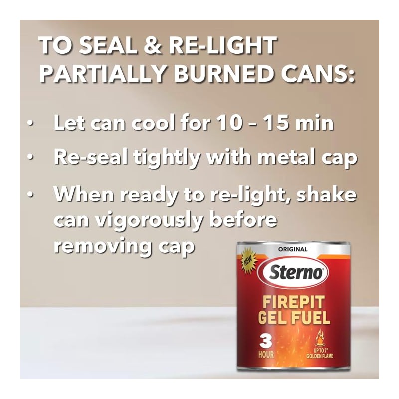 Sterno 12-Pack Fire Pit Gel Fuel - 3 Hours of