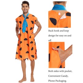 xianhsuxo Adult Costume Dress Family Cosplay Caveman Couple Costume Outfit (L,Orange)