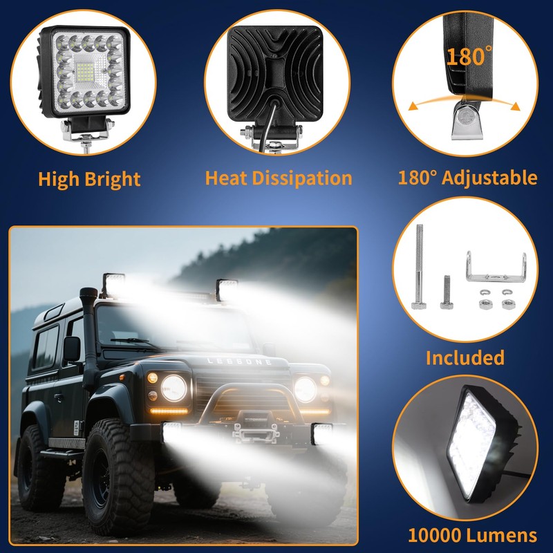 LED Pod Lights, LED Lights Cubes, for Motorcycle SUV ATV