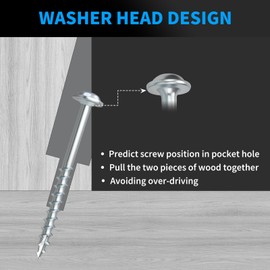 Pocket Hole Screws 1-1/4 Inch, FIXLINK Pocket Screws #8 X 1-1/4", 325 PCS, Zinc Coated Pocket Hole Screw for Indoor Outdoor, Square Drive, 150MM Drive Bit Included