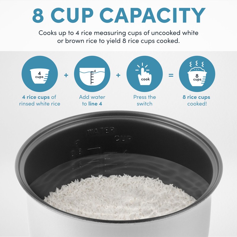 Aroma Housewares 8-Cup (Cooked) (4-Cup UNCOOKED) Cool Touch Rice Cooker