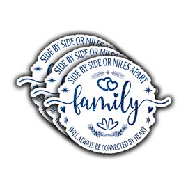 (3Pcs) Side by Side Or Miles Apart Family Will Always Be Connected by Heart Inspirational Quotes Vinyl Stickers Durable for Laptops Water Bottles Phones Tumblers Notebooks Cars Mugs Size 3 x 2.5 Inch