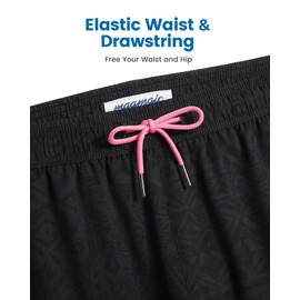 maamgic Mens Swim Trunks with Compression Liner 5" Stretch Athletic Swimming Shorts Quick Dry with Zipper Pockets No-Chafing Board Shorts Totem Medium