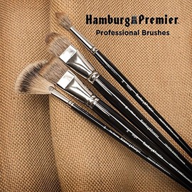 Creative Mark Artist Hamburg Premier Long Handle Paintbrush - Professional Quality Synthetic Blend Mongoose Hair Mimic - for Oil Paints, Acrylic, and Alkyds - Single, Filbert 6