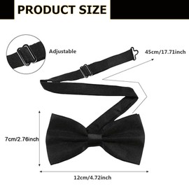 WGFD Men's Pre-Tied Bow Tie, Classic Solid Color Satin Bowtie, Adjustable Formal Neck Bow Tie for Wedding, Party, Tuxedo, Elegant Bow Tie for Men, Perfect for Special Occasions