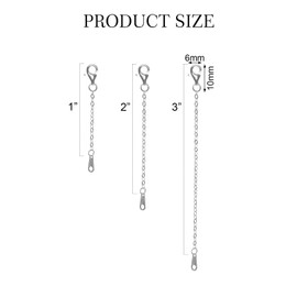 3 Pcs Sterling Silver Necklace Extenders Bracelet Chain Extension Chains for Jewelry Making Women Strong Removable(1 2 3 inch)
