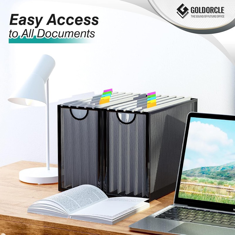 GoldOrcle Hanging File Organizer, Letter-size File Holder Filing Box with