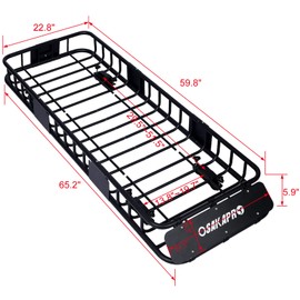 64" x 22.8" Roof Rack Rooftop Cargo Carrier Steel Basket, Rooftop Cargo Carrier for SUV and Pick Up Trucks, 150 lbs Capacity, Black