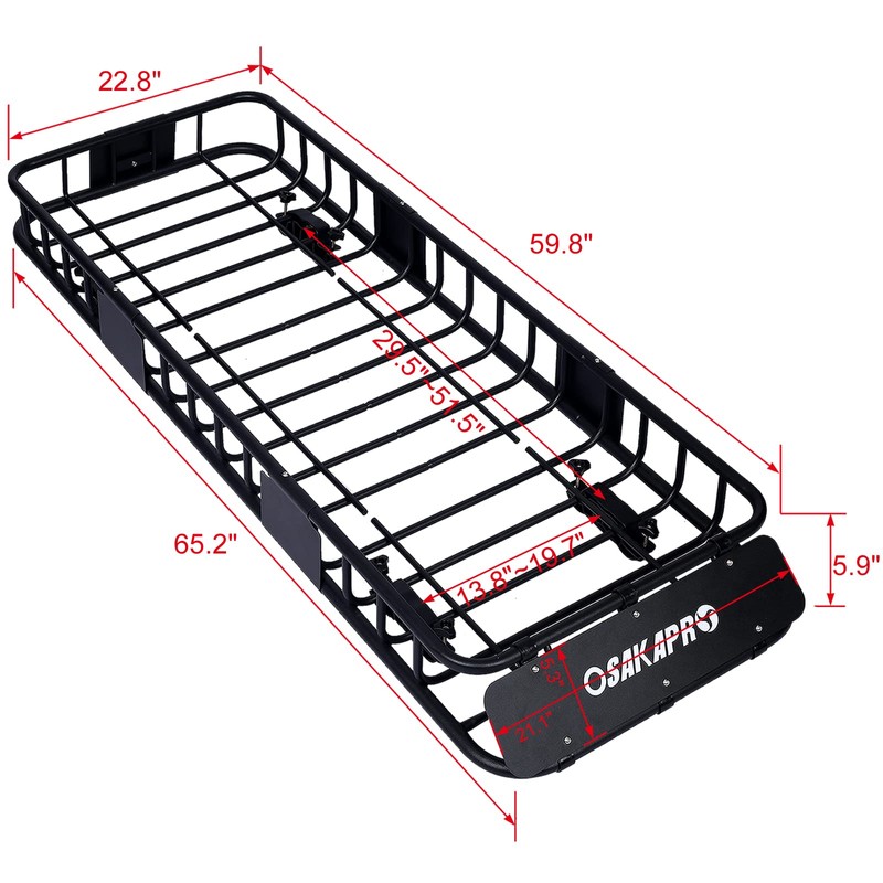 64" x 22.8" Roof Rack Rooftop Cargo Carrier Steel Basket,