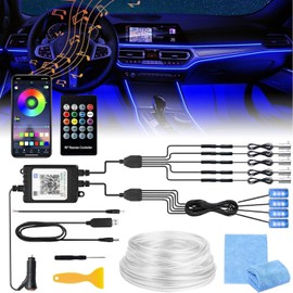 Car LED Interior Lighting, 6 m RGB Car LED Ambient Light, LED Atmosphere Light Car with App Control and Remote Control, Interior Footwell Lighting Atmosphere Light, Car Atmosphere Light