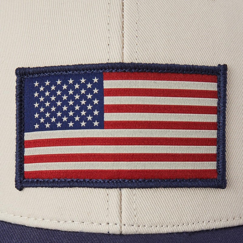 Life is Good Flag Trucker Clean Hat, Bone, One Size