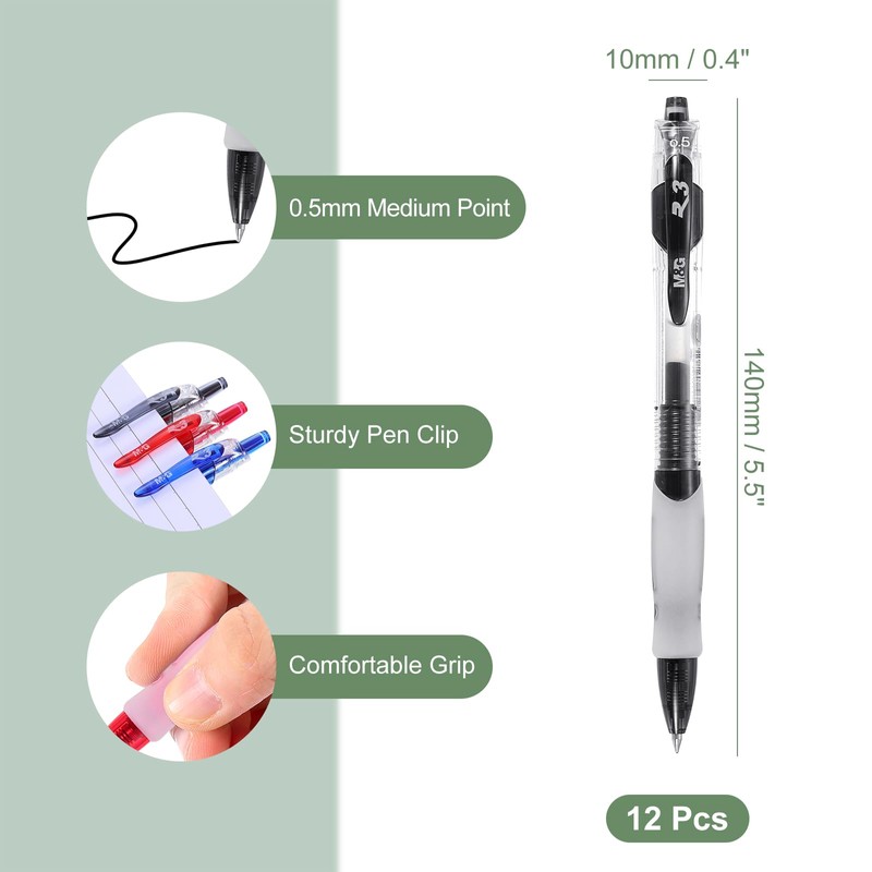 M&G Gel Pen Medium Point 0.5mm, 12 Pack Quick Dry