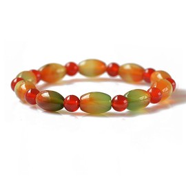 TQmate Natural Peacock Agate bracelet, 8mm Rice Shape bead Round bead Healing Crystal Stone Bracelet for Women, AF-015