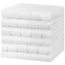 Vnoss 6 Pack Bath Hand Towels Set – Microfiber Bath Hand Towels for Bathroom, Premium Quality Flannel Face Cloths, Highly Absorbent and Soft Towels, 25 x 15 Inch, White