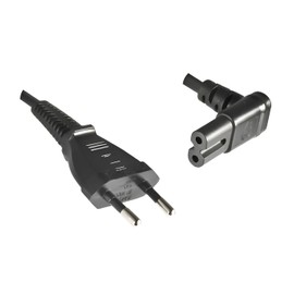 DINIC Power Cable, Power Cable with Euro Plug to C7 90° Degree Below, Angled at Top (2.00 m, Black)