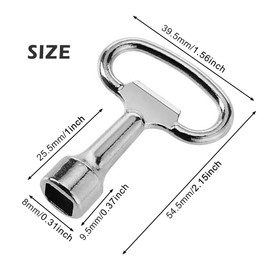 Pack of 4 8 mm square wrench, mandrel key, square key, socket wrench, control cabinet key, all-purpose key made of zinc alloy, for gas, water meter box, universal key, angle