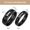 Uloveido 4mm Black Stainless Steel CZ Couples Rings Brick Pattern
