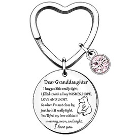HULALA Granddaughter Gifts Granddaughter Keyring Keychain Key Rings For Women Girls Birthday Christmas Leaving Wedding Graduation Keepsake Presents I Love You