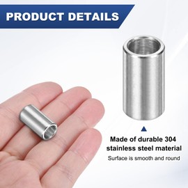 M METERXITY 8PCS M7 304 Stainless Steel Spacers 7mm ID x 10mm OD x 18mm l Metal Screw Standoff Bushing Plain Finish Round Spacer 304 Stainless Steel for Screws Bolts Silver