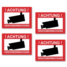 4 x Stickers Video Surveillance Small – Attention Video Surveillance – Outdoor – 75 x 5