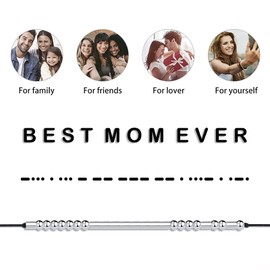 Gleamart Best Mom Ever Adjustable Morse Code Bracelet Inspirational Secret Message Bangle Present for Friend Sister Mother Wife