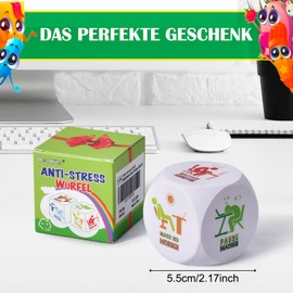 DealKits Office Anti-Stress Cube, Colourful Stress Cube for Stress Relief with 6 Fun Actions, Funny Anti-Stress Toy, Farewell Gift, Colleagues Gift with Gift Box for Employees
