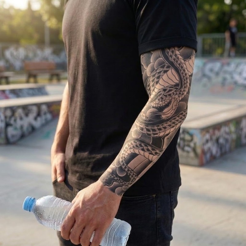 INKARTLINK 2 Pcs Snake Tattoo Arm Sleeves, Sun Protection