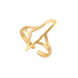 Dreamtimes Israel Palestine Map Finger Rings for Women Men Stainless Steel Adjustable Open Rings Country Geography Jewelry Gift (GOLD-1)